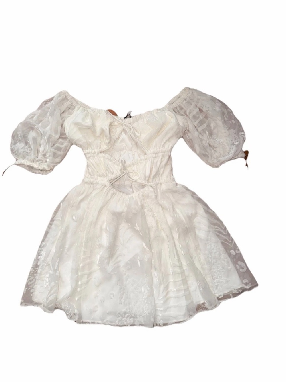 New Sabo Luxe Mini Dress Size XS White Off The Shoulder Cutout Coquette